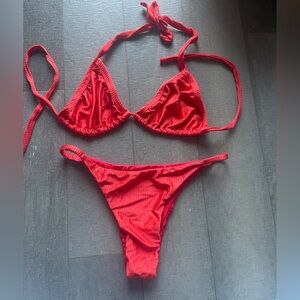 🇧🇷Made in Brazil shiny red textured bikini set